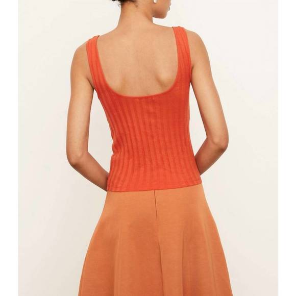 NEW VINCE wide rib square neck tank in burnt orchid - Picture 2 of 3